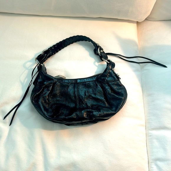 Francesco Biasia Handbags - Francesco Biasia Black Patent Leather Purse pre loved silver hardware